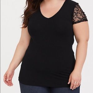 Torrid Black Lace Sleeve Top